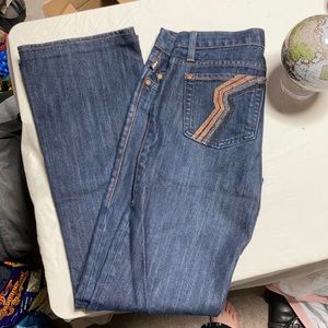 Straight Cut, Low Rise, metallic embroidery Jeans